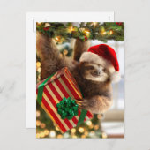 Luiaard die Geschenken Brengt Uitnodiging Briefkaart (Voorkant / Achterkant)