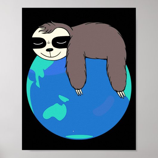 Luiaard die op de aarde slaapt Grappige Schattige Poster (Voorkant)