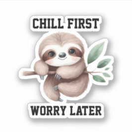 Luiaard die op de Sticker van de boomtak hangt