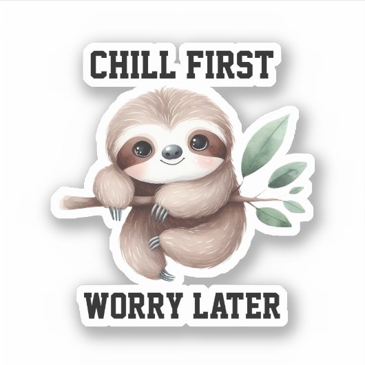 Luiaard die op de Sticker van de boomtak hangt (Voorkant)