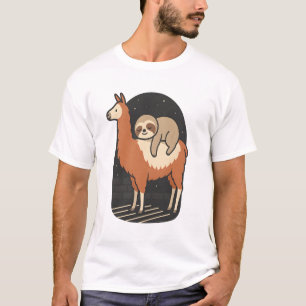 Luiaard die op een lama rijdt t-shirt