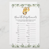 luiaard dieren Baby shower naam de baby dieren (Voorkant / Achterkant)