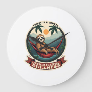 Luiaard Dinosaurus Vintage Retro Ride Grafisch Grote Klok