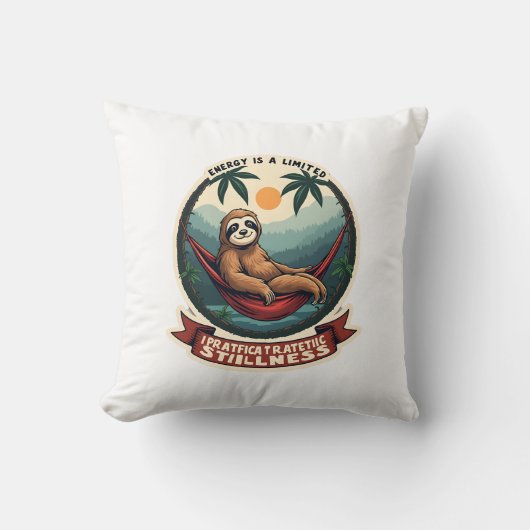 Luiaard Dinosaurus Vintage Retro Ride Grafisch Kussen (Voorkant)