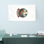 Luiaard Dinosaurus Vintage Retro Rij Grafisch Spandoek (Beurs)