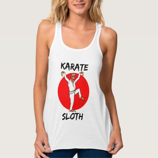 Luiaard doet karate Japan Vlag Tanktop (Voorkant)