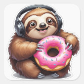 Luiaard & Donut Relaxstand Vierkante Sticker (Voorkant)