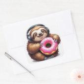 Luiaard & Donut Relaxstand Vierkante Sticker (Envelop)