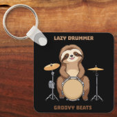 Luiaard Drummer - Lazy Drummer Groovy Beats Sleutelhanger (Voorkant)