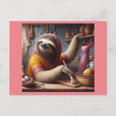 Luiaard Een keuken schoonmaken Briefkaart (Voorkant)