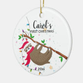 Luiaard eerste kerst grappig keramisch ornament (Links)