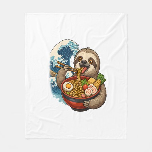 Luiaard eet Japans Ramen Fleece Deken (Voorkant)
