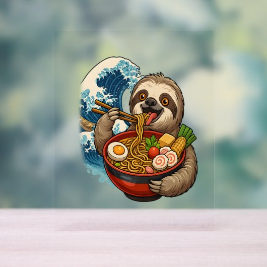 Luiaard eet Japanse Ramen Acryl Bord (Neutraal)