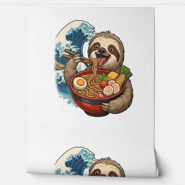 Luiaard eet Japanse Ramen Behang (Afrollen)