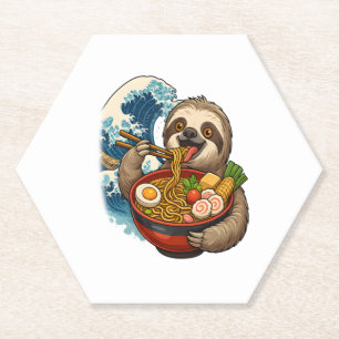 Luiaard eet Japanse Ramen Kartonnen Onderzetters