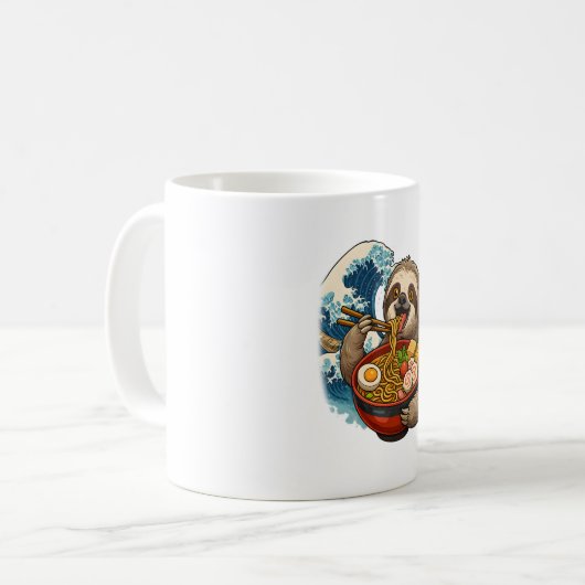 Luiaard eet Japanse Ramen Koffiemok (Voorkant links)