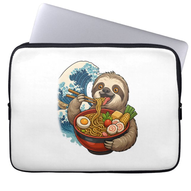 Luiaard eet Japanse Ramen Laptop Sleeve (Voorkant)