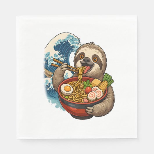 Luiaard eet Japanse Ramen Servet (Voorkant)