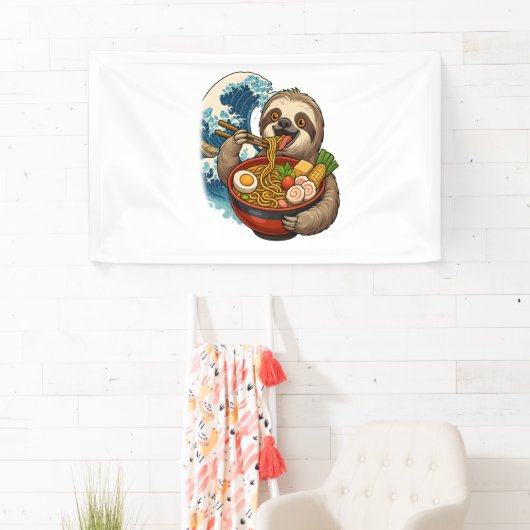 Luiaard eet Japanse Ramen Spandoek (Insitu)