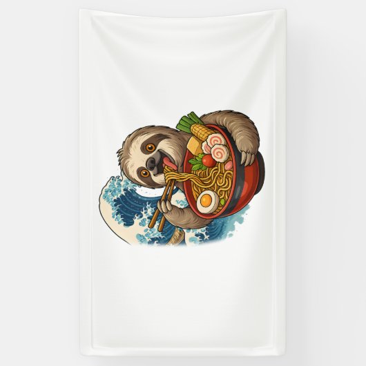 Luiaard eet Japanse Ramen Spandoek (Verticaal)