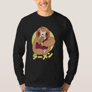 Luiaard eet Ramen Noedels Japanse Kawaii Schattig T-shirt