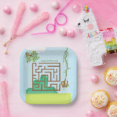 Luiaard en bladeren doolhof puzzel verjaardagspapi papieren bordje (Feest)