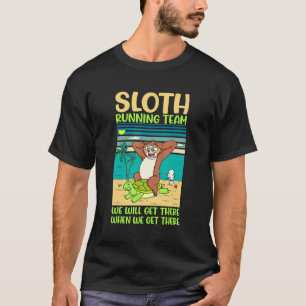 Luiaard en schildpad Hardloop Team Humor Grappig T T-shirt