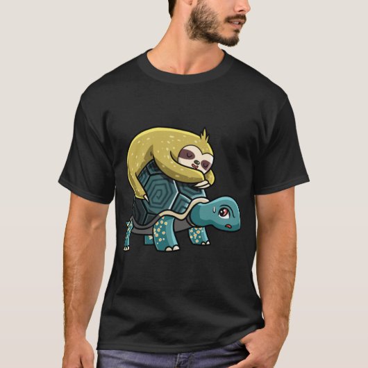 Luiaard en schildpad vintage t-shirt (Voorkant)