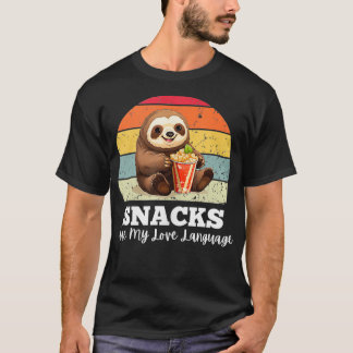 Luiaard eten popcorn snacks zijn mijn liefde taal  t-shirt