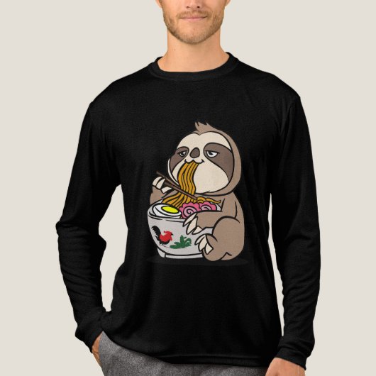 Luiaard Eten Ramen Tri-Blend Shirt (Voorkant volledig)