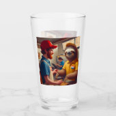 luiaard fastfoodmedewerker glas (Voorkant)