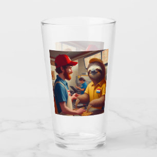 luiaard fastfoodmedewerker glas