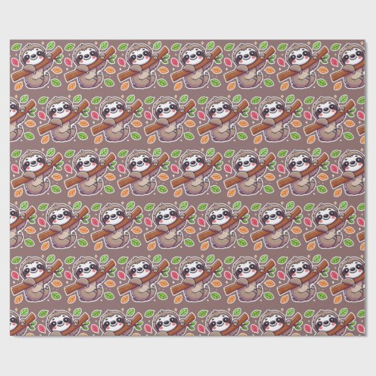 luiaard feest cadeaupapier (Vlak)