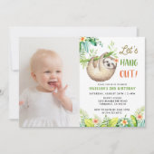 Luiaard Feestje | Hangerige Luiaard Meisje Verjaar Kaart (Voorkant)