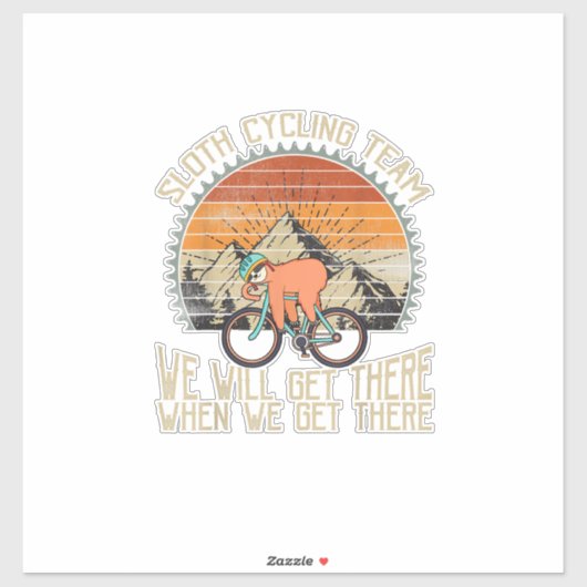 Luiaard Fiets Team We Komen Er Wel Als We Er Komen Sticker (Vel)