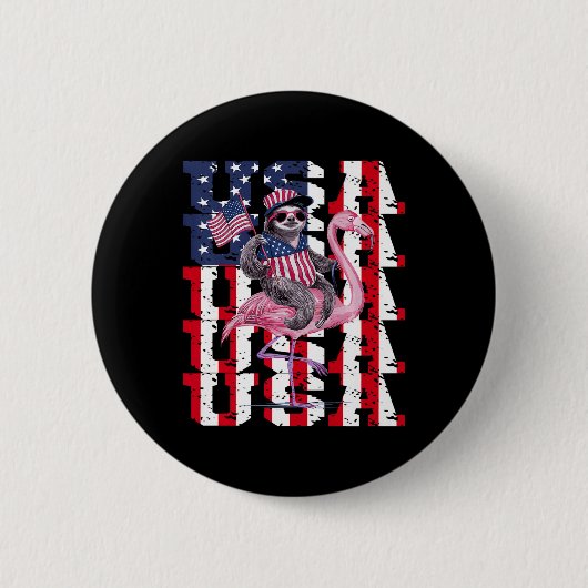 Luiaard Flamingo en Amerikaanse trots Ronde Button 5,7 Cm (Voorkant)