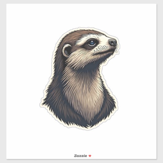 Luiaard Gegraveerd Portret Vintage T-shirt 2 Sticker (Vel)
