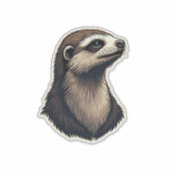 Luiaard Gegraveerd Portret Vintage T-shirt 2 Sticker (Voorkant)