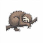 Luiaard Gegraveerde Kunst Retro Natuur T-shirt (2) Sticker (Voorkant)