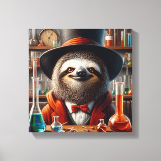 Luiaard Gekke Wetenschapper Canvas Afdruk (Voorkant)