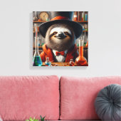 Luiaard Gekke Wetenschapper Canvas Afdruk (Insitu (Woonkamer))