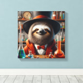 Luiaard Gekke Wetenschapper Canvas Afdruk (Insitu (Houten vloer))