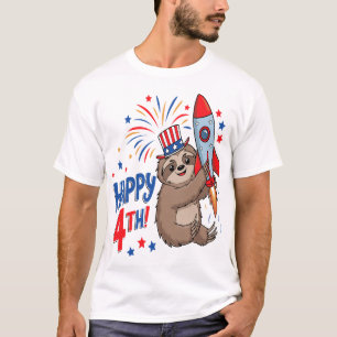 Luiaard Gelukkig 4de Raket Vuurwerk VS T-shirt