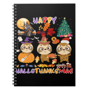 Luiaard Gelukkig Hallothanksmas Grappig Halloween Notitieboek
