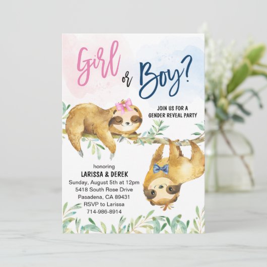 luiaard geslacht onthullen partij kaart (Staand voorkant)