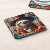 luiaard gestoorde wetenschapper bier onderzetter (Linkerzijde)