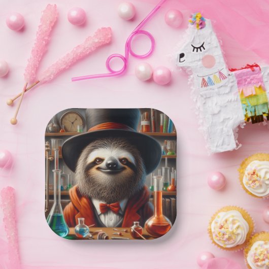 luiaard gestoorde wetenschapper papieren bordje (Feest)