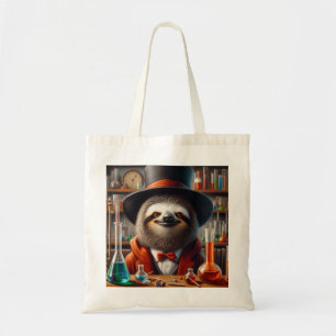 luiaard gestoorde wetenschapper tote bag
