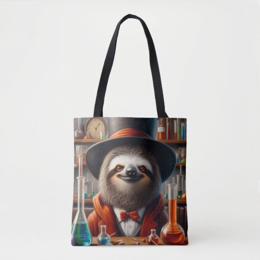 luiaard gestoorde wetenschapper tote bag (Voorkant)