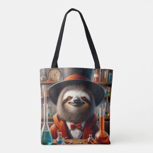 luiaard gestoorde wetenschapper tote bag (Achterkant)